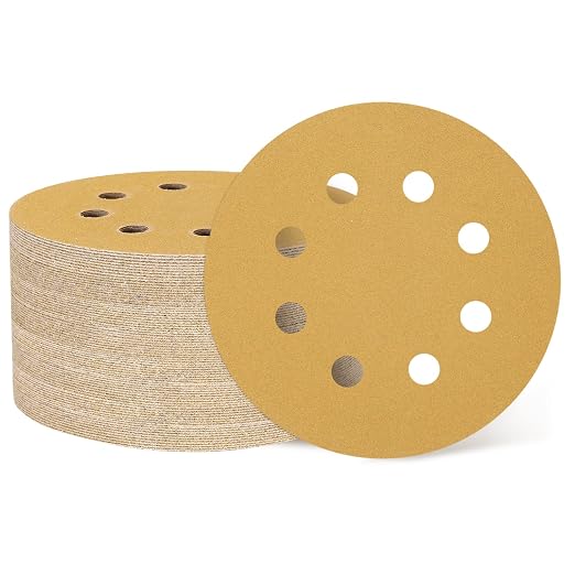 HARFINGTON 50Pcs 5Inch Sanding Discs 150Grit Yellow Aluminum Oxide 8 Hole | by HARFINGTON