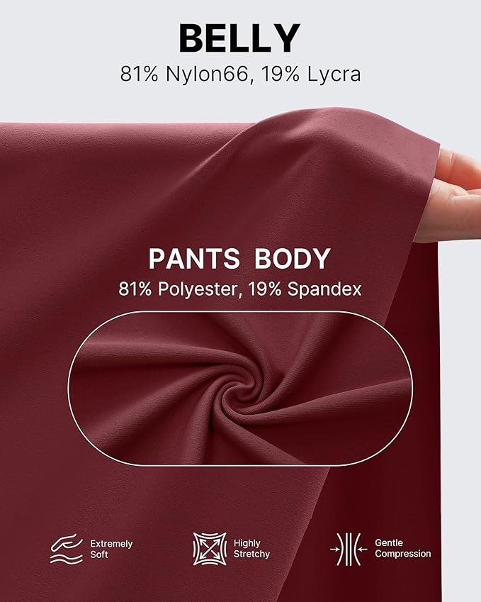 G4Free Maternity Pants Over The Belly Yoga Dress Work Pregnancy Pants Stretchy Lounge Wide Leg Trousers with Pockets