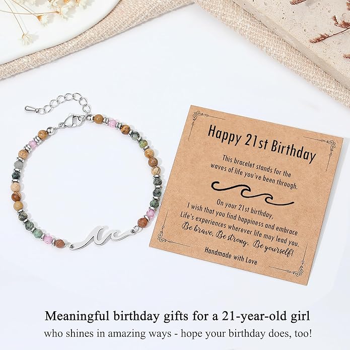 TONY & SANDY Friend Gifts for Women, Unique Valentine's Day Gifts for Her, Sister Gifts from Sister, Wave Bracelet, Christmas Birthday Gifts for Women, Bestie Friendship Bracelets