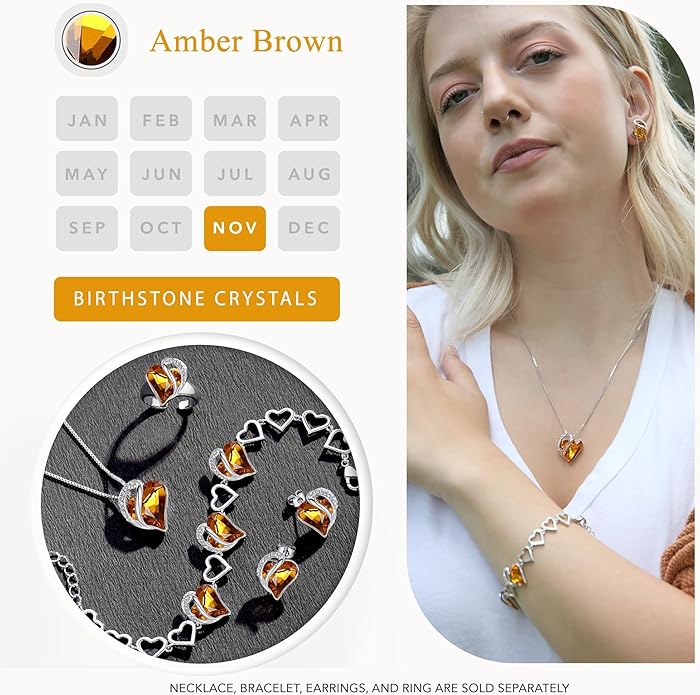 Leafael Infinity love Heart Birthstone Stud Earrings for Women, Valentine's Day Gifts for Mom, Wife, and Her, Silver Plated Birthday Jewelry