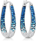Savlano 14K White Gold Plated Inside Out Crystal Hoop Earrings For Women Comes With Savlano Gift Box
