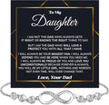 Daughter Infinity Heart Bracelet, Daughter Jewelry Gift From Mom or Dad with Message Card and Box Meaning