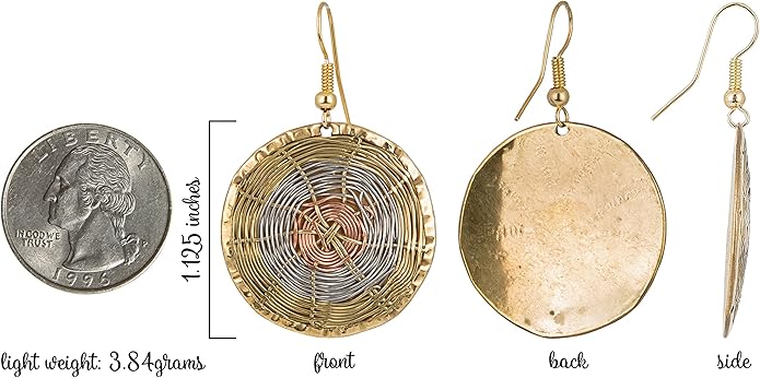 SPUNKYsoul Handmade 3 Toned Basket Weave Earrings | SPUNKYsoul Collection