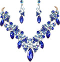 BriLove Women's Costume Fashion Crystal Floral Vine Leaf Statement Necklace Dangle Earrings Set