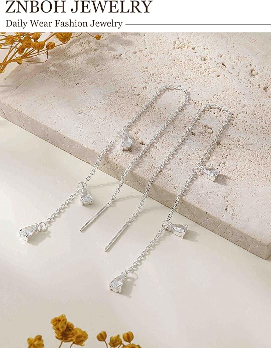 Gold Silver Dangle Earrings for Women Trendy 14K Gold Plated Drop Long Threader Chain Dangling Earring Hypoallergenic Pearl Butterfly Flower Clover CZ Wedding Earrings for Brides Jewelry Gifts