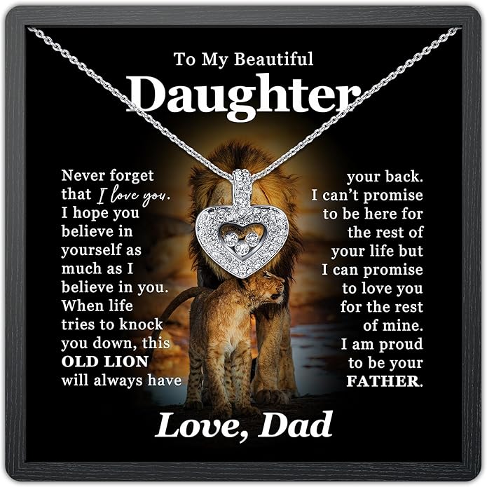 TRYNDI To My Daughter Necklace from Dad - Christmas Gifts for Daughter, Granddaughter, Daughter-In-Law, Women's Jewelry Gifts for Women Birthday, Valentine's Day, Mother's Day