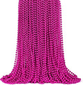 ZYFLSQ 100 Pcs 33" 7mm Metallic Hot Pink Beads Necklaces, Bulk Mardi Gras Beaded Necklaces, Party Beads Costume Necklaces (Hot Pink)