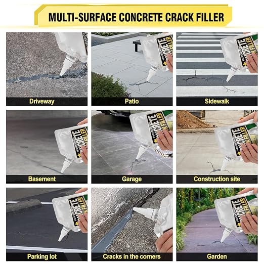 Concrete Crack Filler, 3.3 LB High Elasticity Cement Crack Filler, Flexible - Image 6