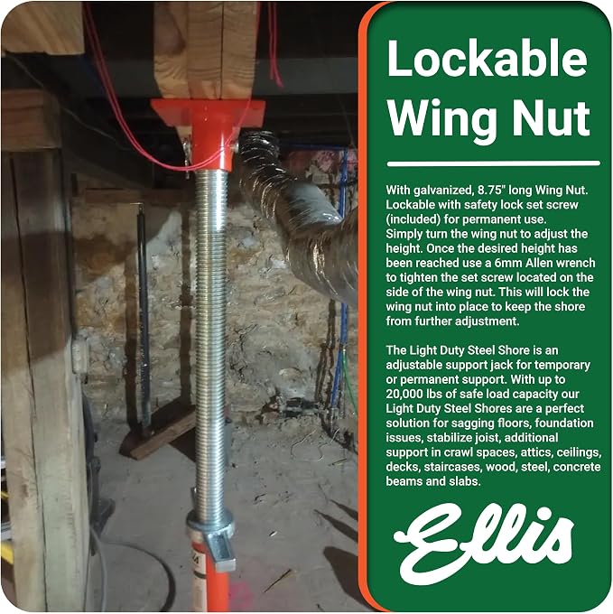 Ellis Manufacturing Light-Duty Steel, Construction Jack Post, Floor Leveling - Image 7