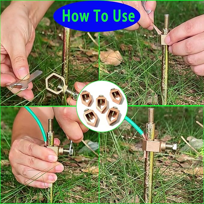 5 Pack 5/8"Copper plating Ground Rod Clamp, Diameter Copper plating Mechanical - Image 4