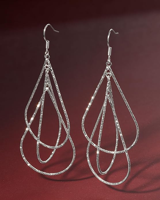 MILLA Teardrop Earrings - Designer Silver Statement Earrings or Gold Dangle Earrings for Women Trendy Upscale Dangly Earrings