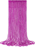 YAXINRUI 12 PCS Hot Pink Bead Necklaces, Pink Mardi Gras Bead, Cancer Awareness Beads Necklaces, Valentine Necklace, 33 Inch Party Beads for Mardi Gras Christmas Cancer Awareness Month Events