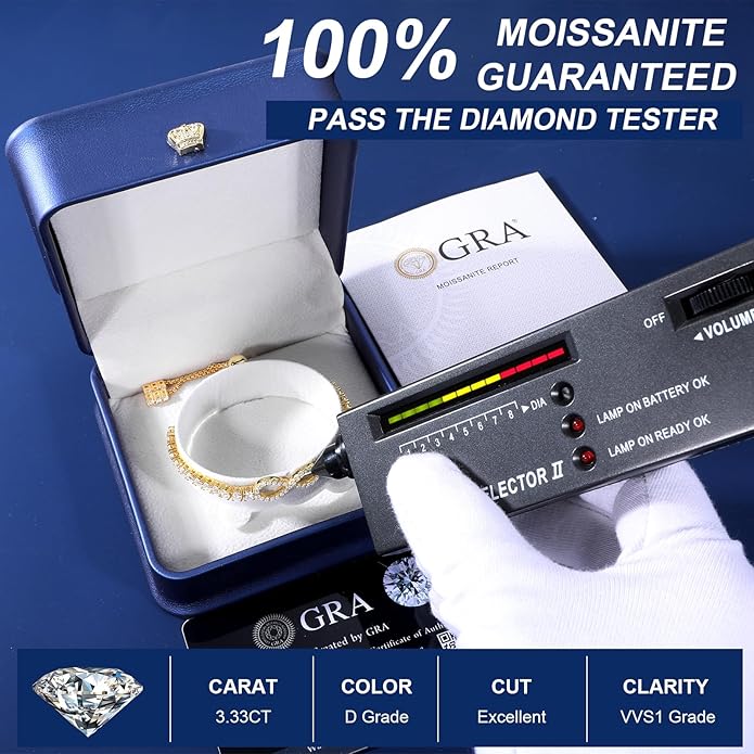 Moissanite Tennis Bracelets For Women, S925 Sterling Silver Infinity Bracelet, 3MM Width 18K Gold Plated White Gold Adjustable Bolo Bracelets- Birthday Christmas Gifts For Mom Wife Her