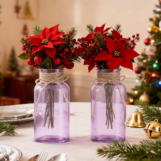 6 Pack Mason Jar Vases for Centerpieces, Wide Mouth Mason Jars - Image 7