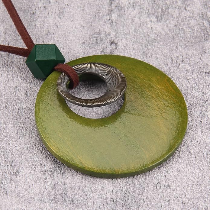 Boho Leather Necklace Women Bohemian Brown Circle Pendant Necklace Choker Long Necklaces for Women Boho Ring Large Pendant