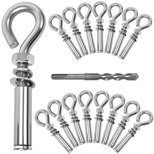 16 Pack 3/8" X 4-1/2" Expansion Eye Bolt, Concrete Eyebolt Anchors, Heavy Duty by Unknown