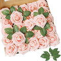 AmyHomie Blush Pink Rose 25pcs Real Looking Artificial Flowers w/Stem | Bouquet by AmyHomie