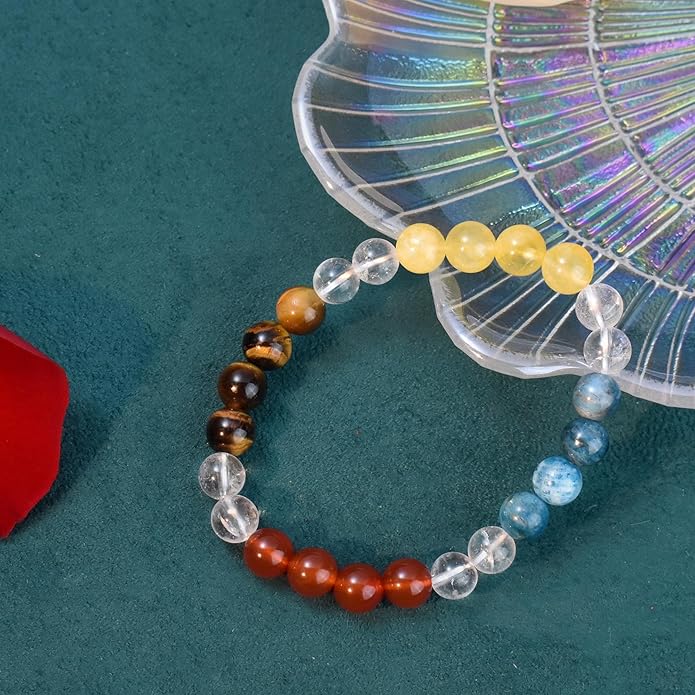 Strong Healing Crystal Bracelet 8MM Genuine Stone Bracelet Lucky Beaded Bracelet Chakra Bracelet 6.5 inch Positive Energy Inspirational Gifts for Women Mom