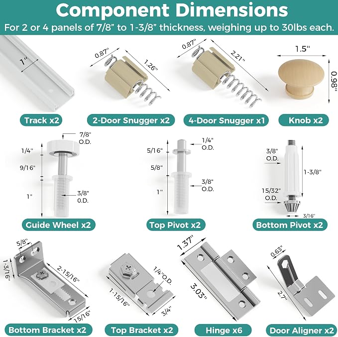 Closet Bifold Door Hardware & 2 x 32 Inch Track Kit, Combine - Image 3