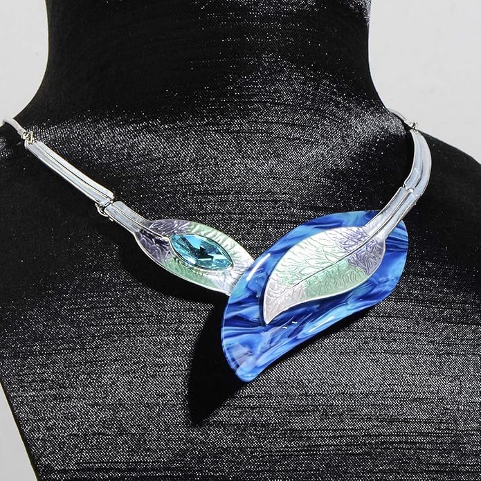 AMYJANE Vintage Statement Jewelry Set - Spring Leaf Flower Floral Plant Necklace Earring Set Crystal Rhinestone Fashion Costume Jewelry for Women Prom Party Unique Gift