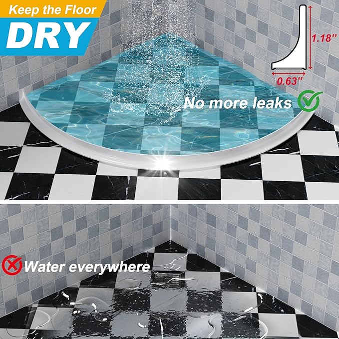 67" Shower Threshold Water Dam Silicone Shower Water Guard Collapsible Shower - Image 4