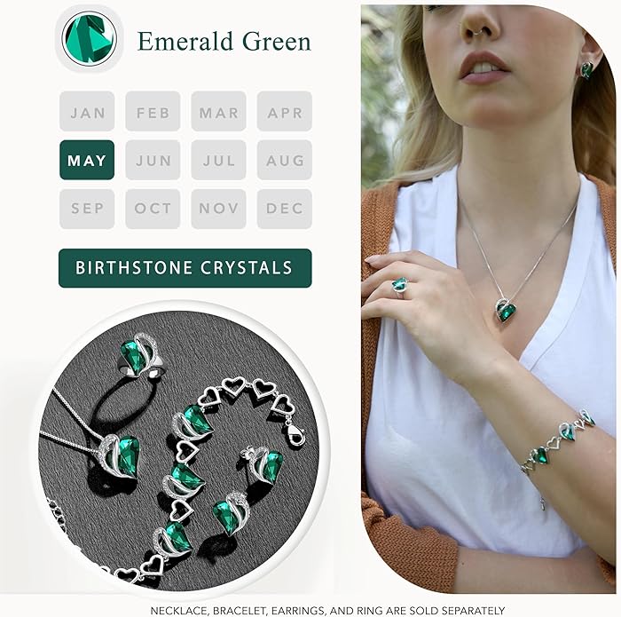 Leafael Infinity love Heart Birthstone Stud Earrings for Women, Valentine's Day Gifts for Mom, Wife, and Her, Silver Plated Birthday Jewelry