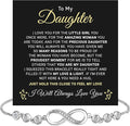 Daughter Infinity Heart Bracelet, Daughter Jewelry Gift From Mom or Dad with Message Card and Box Meaning