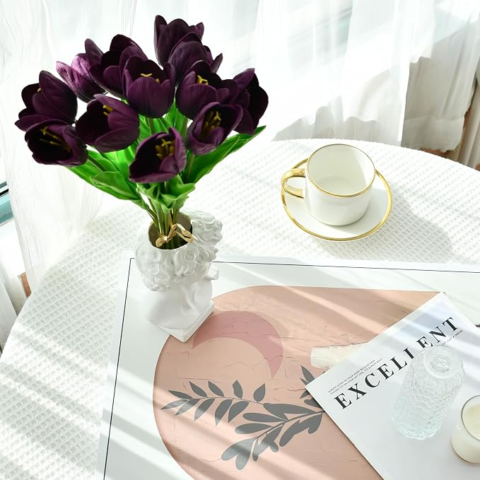 Mandy's 12pcs Artificial Grape Purple Partially Open Tulips | 13.5 Inch - Image 5