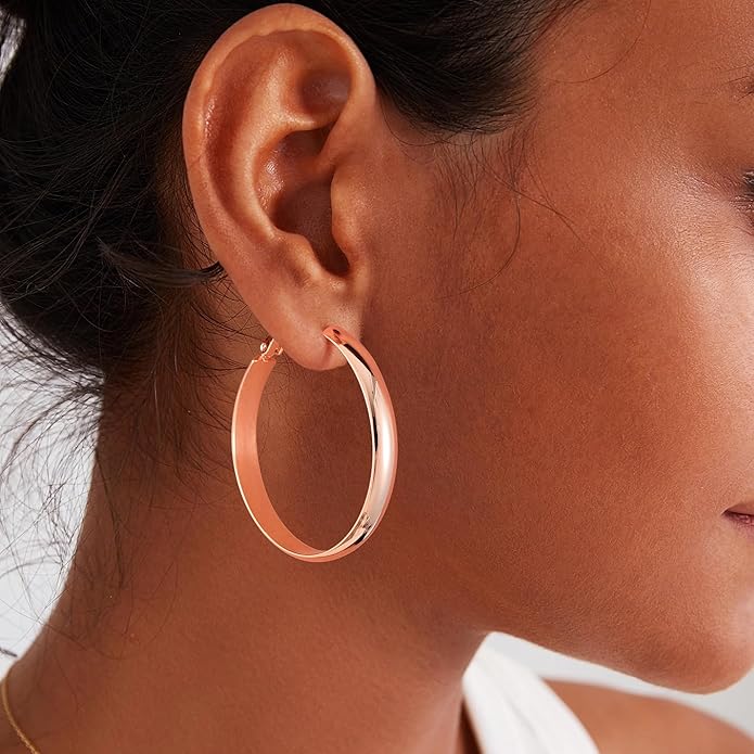 Gacimy 14K Gold Plated Hoop Earrings for Women, 14k Real Gold Plated with 925 Sterling Silver Post, Hypoallergenic Lightweight Thick Hoops Earrings for Women Trendy