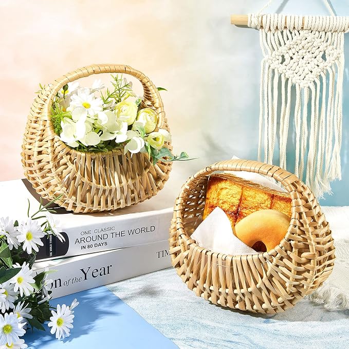 1 Pack Flower Girl Basket with Handle, 6.7 x 6.5 x 4.3 Inch, Nature | 6.7 x 6.5 - Image 5