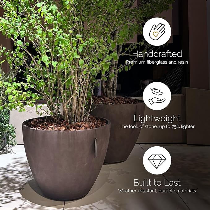 Lupo Tapered Indoor/Outdoor Planter, 20x15in Carbon Stone - Image 2