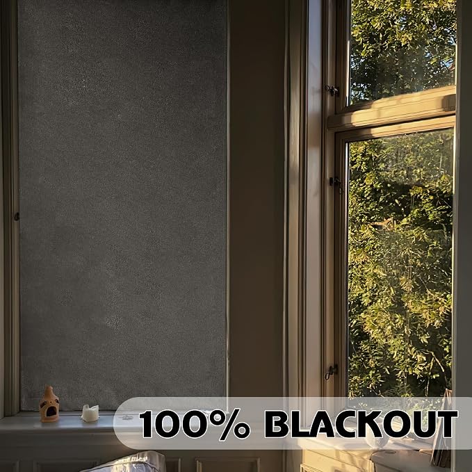 RYB HOME Linen Door Curtain 100% Blackout French Door Blinds - Image 3