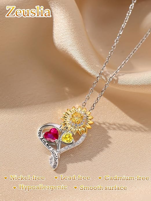 Valentine's Day Gifts for Wife 925 Sterling Silver Double Birthstone Pendant Necklaces I Love You for Always and Forever Necklace Anniversary Birthday Gifts for Wife Girlfriend Mom Her