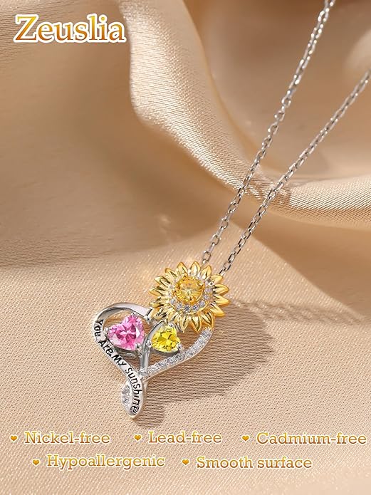 Valentine's Day Gifts for Wife 925 Sterling Silver Double Birthstone Pendant Necklaces I Love You for Always and Forever Necklace Anniversary Birthday Gifts for Wife Girlfriend Mom Her