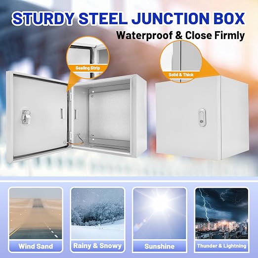 Electrical Junction Box 20x20x8, NEMA 4X IP66 Steel Enclosure Box | 1.5mm steel - Image 3