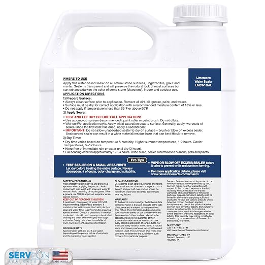 Limestone Sealer 1 Gal | Water-based Penetrating Stone Sealer, Outdoor Indoor - Image 8