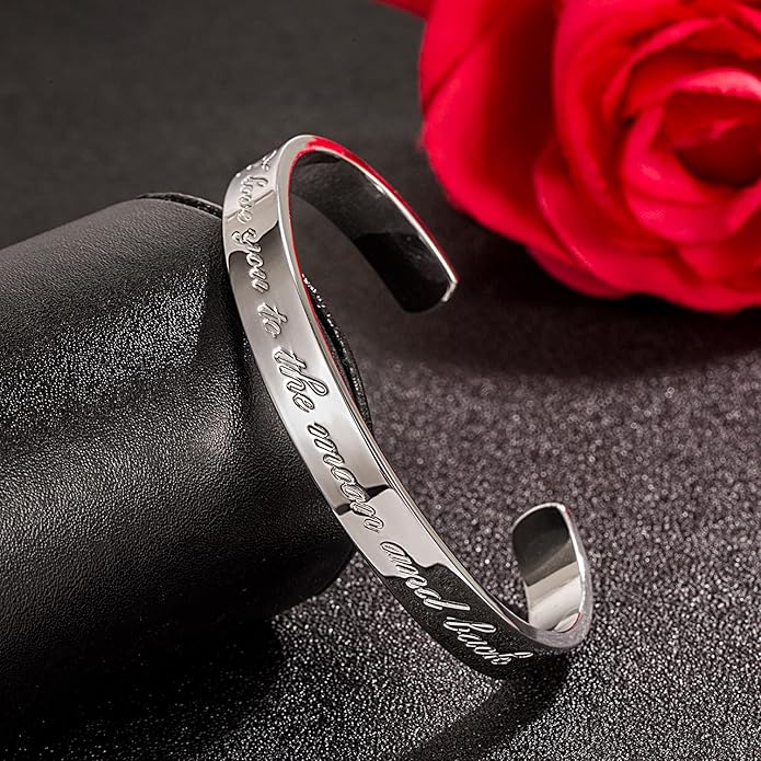 Dankadi Men & Women 925 Sterling Silver Bangle-Engravable Adjustable Cuff Bracelet -8MM/10MM Couple Bracelet- Unisex Jewelry For Him/Her Gift