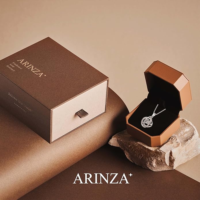 ARINZA Moissanite Necklace for Women, 1 Ct 925 Sterling Silver Dancing Diamond Pendant, 18+2 Inch Chain, Valentine’s Day Christmas Gift for Her, Wife, Mom, Anniversary, Birthday