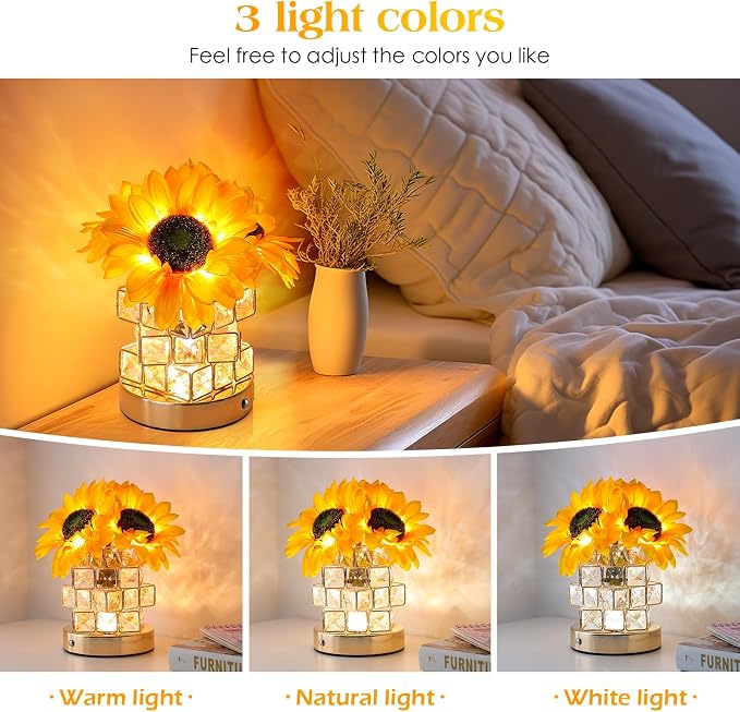 Sunflowers Flower Lamp Cordless Touch Table Lamp Birthday Gifts - Image 3