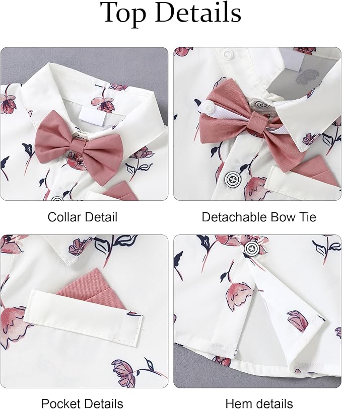 nilikastta Boy Suit Toddler Boy Outfit Boy Dress Shirt with Bowtie/Suspender Pants Gentleman Wedding Outfits 1-10 Years