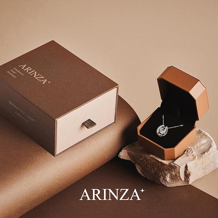 ARINZA Moissanite Necklace for Women, 1 Ct 925 Sterling Silver Dancing Diamond Pendant, 18+2 Inch Chain, Valentine’s Day Christmas Gift for Her, Wife, Mom, Anniversary, Birthday