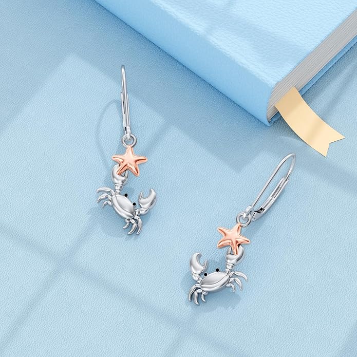 PELOVNY Animal Dangle Earrings Sterling Silver Hypoallergenic Moss Agate Crystal Moonstone Earrings Bee Butterfly Dolphin Peacock Phoenix Jewelry Birthday Christmas Gifts for Women