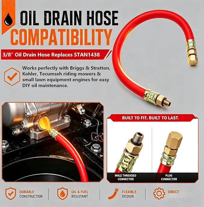 3/8" NPT Oil Drain Extension Hose Replaces STAN1438 1723165SM 116-4924 - Image 2