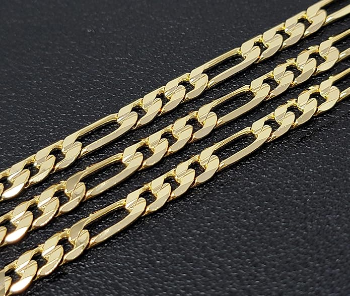 Gold Electroplated Anklet for Women, 9-12 Inch Sizes, Figaro, Cuban, Mariner, Herringbone Design - Made in Korea