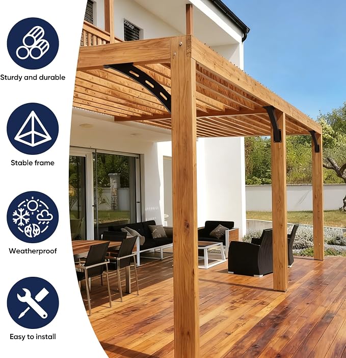 4-Pack Curved 45 Degree Pergola Beam Angle Support Brackets | One-piece bent - Image 6
