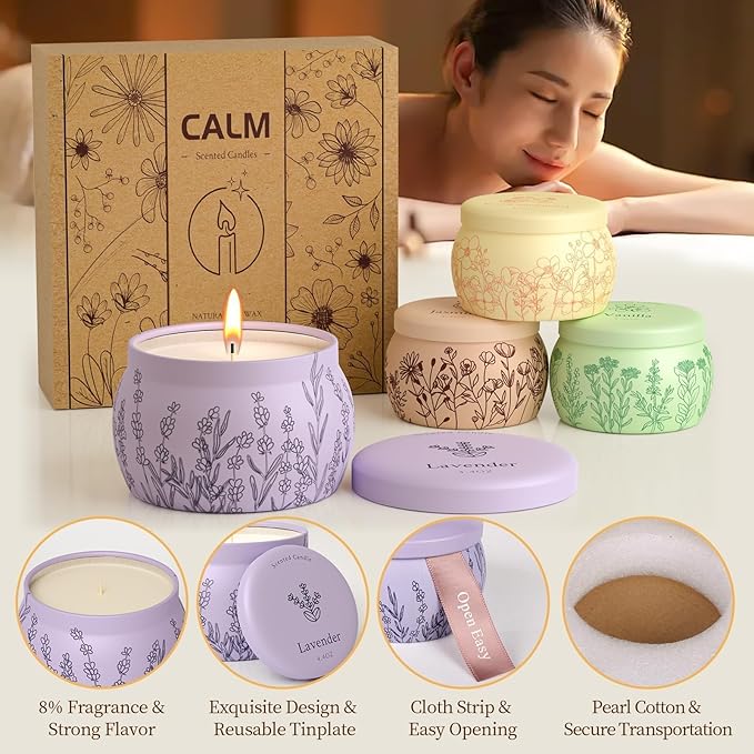 Scented Candles for Mom, 17.6oz Romantic Jar Candles for Women Girl Candle Set - Image 4