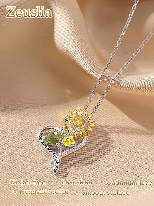 Valentine's Day Gifts for Wife 925 Sterling Silver Double Birthstone Pendant Necklaces I Love You for Always and Forever Necklace Anniversary Birthday Gifts for Wife Girlfriend Mom Her