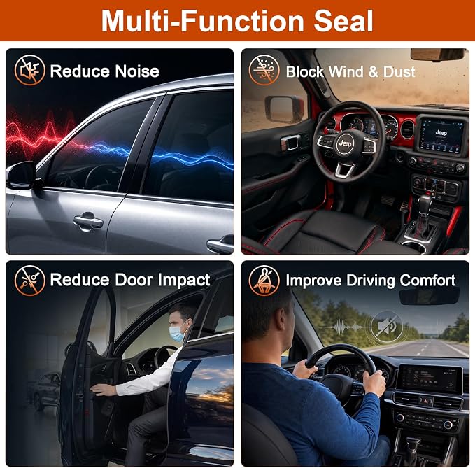 alophoty Car Door Seal Strip, 86.9 Ft, Double Layer 5-Hole, 0.39" × 0.31" | - Image 5