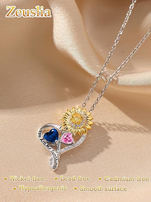 Valentine's Day Gifts for Wife 925 Sterling Silver Double Birthstone Pendant Necklaces I Love You for Always and Forever Necklace Anniversary Birthday Gifts for Wife Girlfriend Mom Her