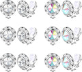 FIBO STEEL Clip on Halo Earrings Rhinestone Earrings Crystal Earrings for Women Round Acrylic Stone Inside Dance Competitions Stage Opera Performance Wedding Party Jewelry